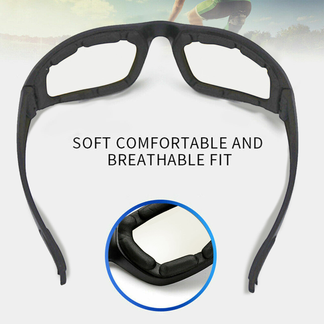 Fahrrad-Sonnenbrille, Chopper, Outdoor-Sportbrille, Rundum-UV400-Schutz, zum Angeln, Autofahren, windabweisend, klare gelb-graue Linse, 3er-Pack