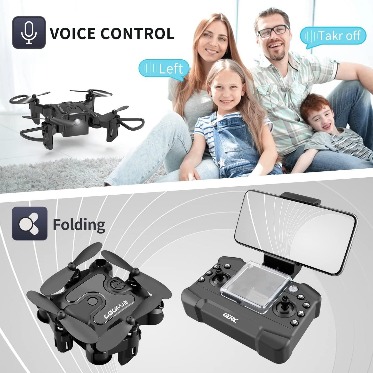 DE 4DRC V2 Mini Drohne Selfie WIFI FPV mit HD Kamera Faltbarer Arm RC Quadcopter