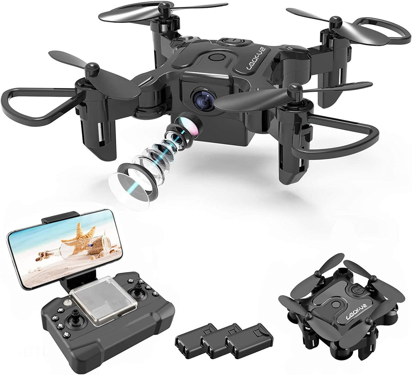 DE 4DRC V2 Mini Drohne Selfie WIFI FPV mit HD Kamera Faltbarer Arm RC Quadcopter