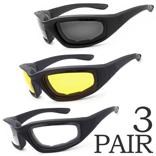 Fahrrad-Sonnenbrille, Chopper, Outdoor-Sportbrille, Rundum-UV400-Schutz, zum Angeln, Autofahren, windabweisend, klare gelb-graue Linse, 3er-Pack