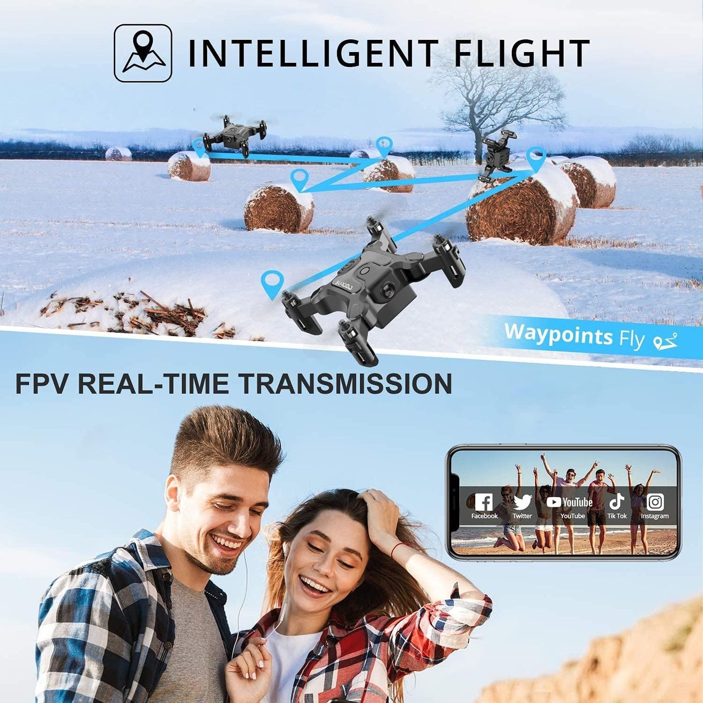 DE 4DRC V2 Mini Drohne Selfie WIFI FPV mit HD Kamera Faltbarer Arm RC Quadcopter
