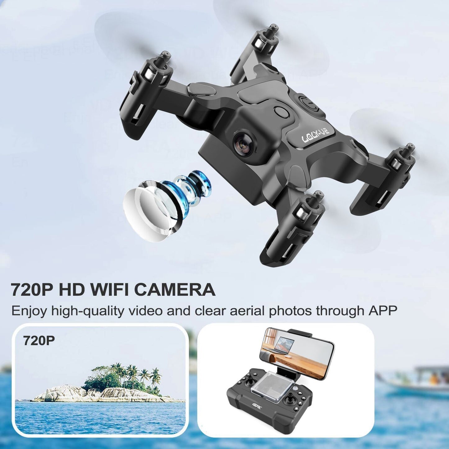 DE 4DRC V2 Mini Drohne Selfie WIFI FPV mit HD Kamera Faltbarer Arm RC Quadcopter
