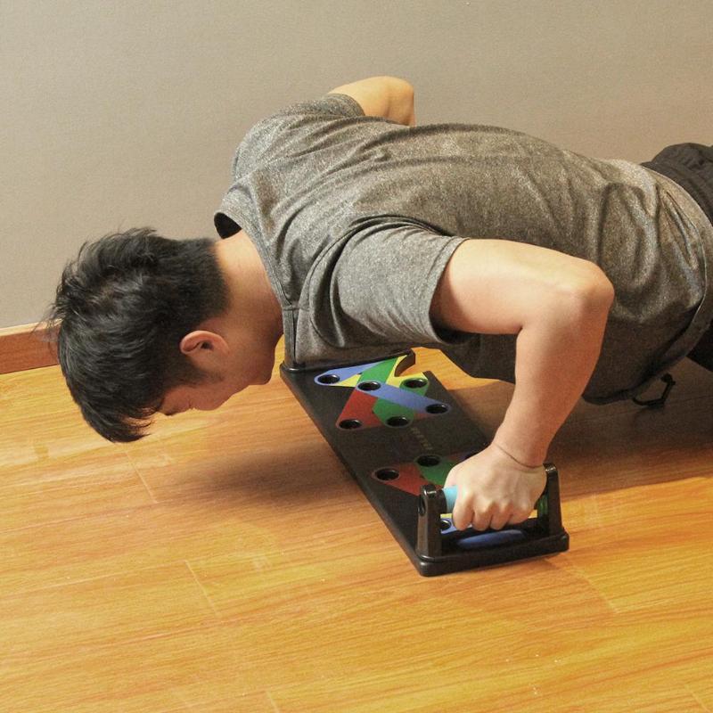 Liegestützbretthalterung mit neun Funktionen Farbcode Push-Up Board